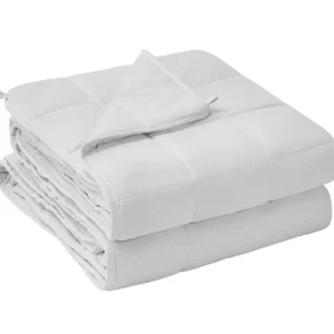 Yescool Weighted Blanket White 60x80 15lbs with Glass Beads